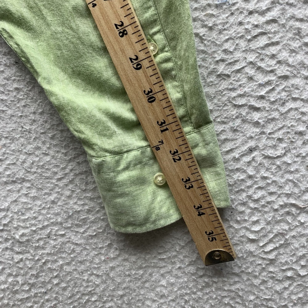 VTG Peter Millar Button Up Shirt Mens Medium M Golf Green Linen Blend Cassique - Picture 11 of 13